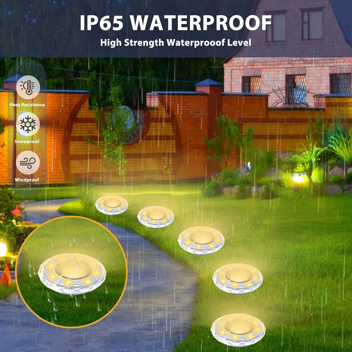 Solar Outdoor Spotlights, 8 LED Underground Garden Lights, Dimmable Warm White Pathway Lamps, 4, 8 or 16-Piece Sets - product view 6