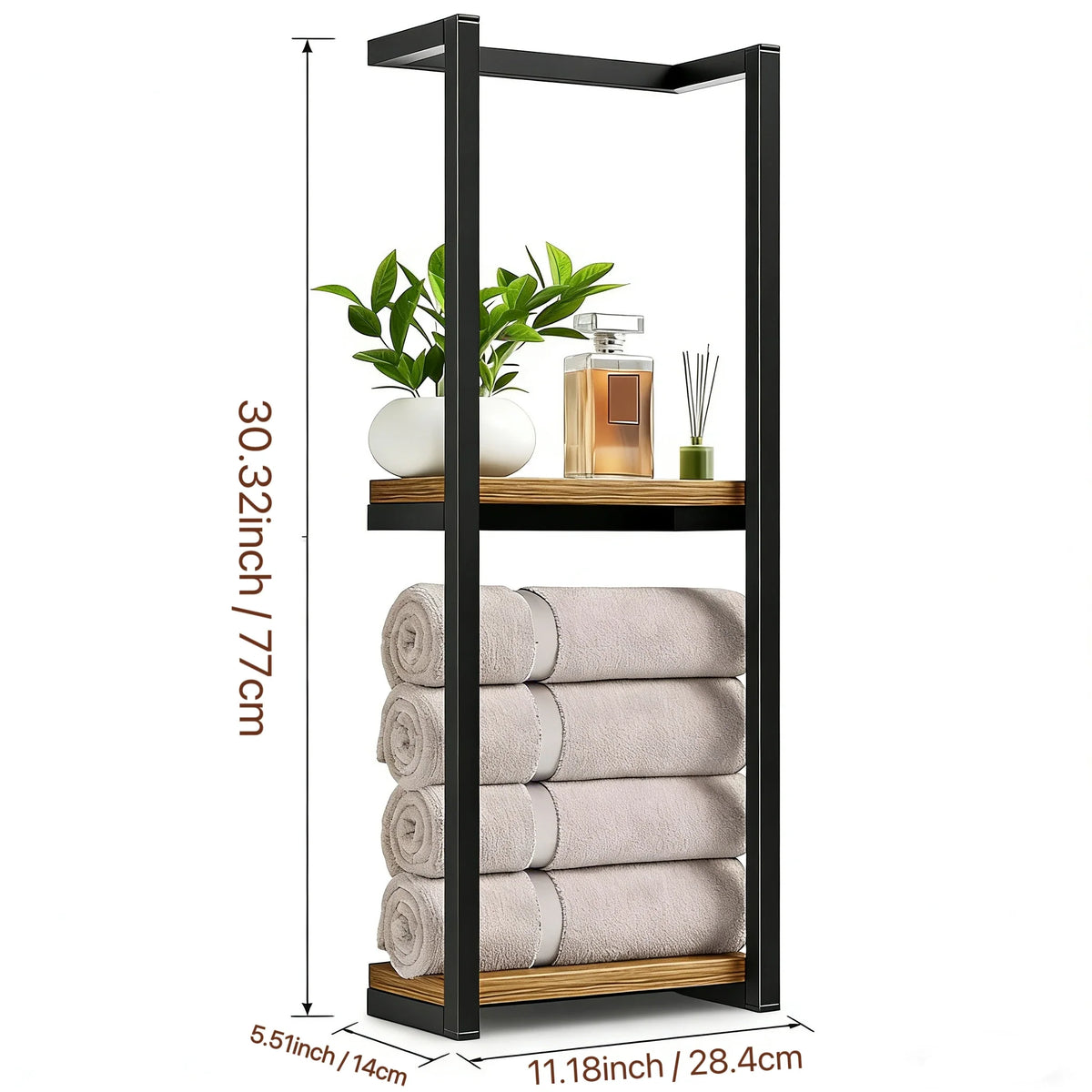 Wall-Mounted Towel Rack, Large-Capacity Bathroom Storage for 6+ Large Towels, Cast Iron, Black, Assembly Required - product view 3