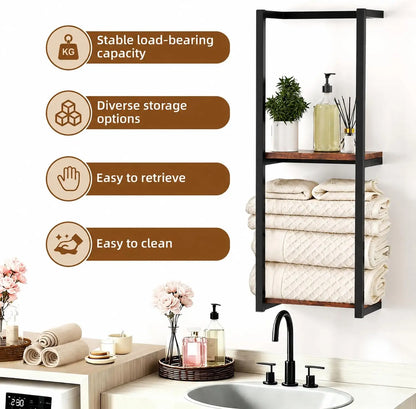 Wall-Mounted Towel Rack, Large-Capacity Bathroom Storage for 6+ Large Towels, Cast Iron, Black, Assembly Required - product view 5