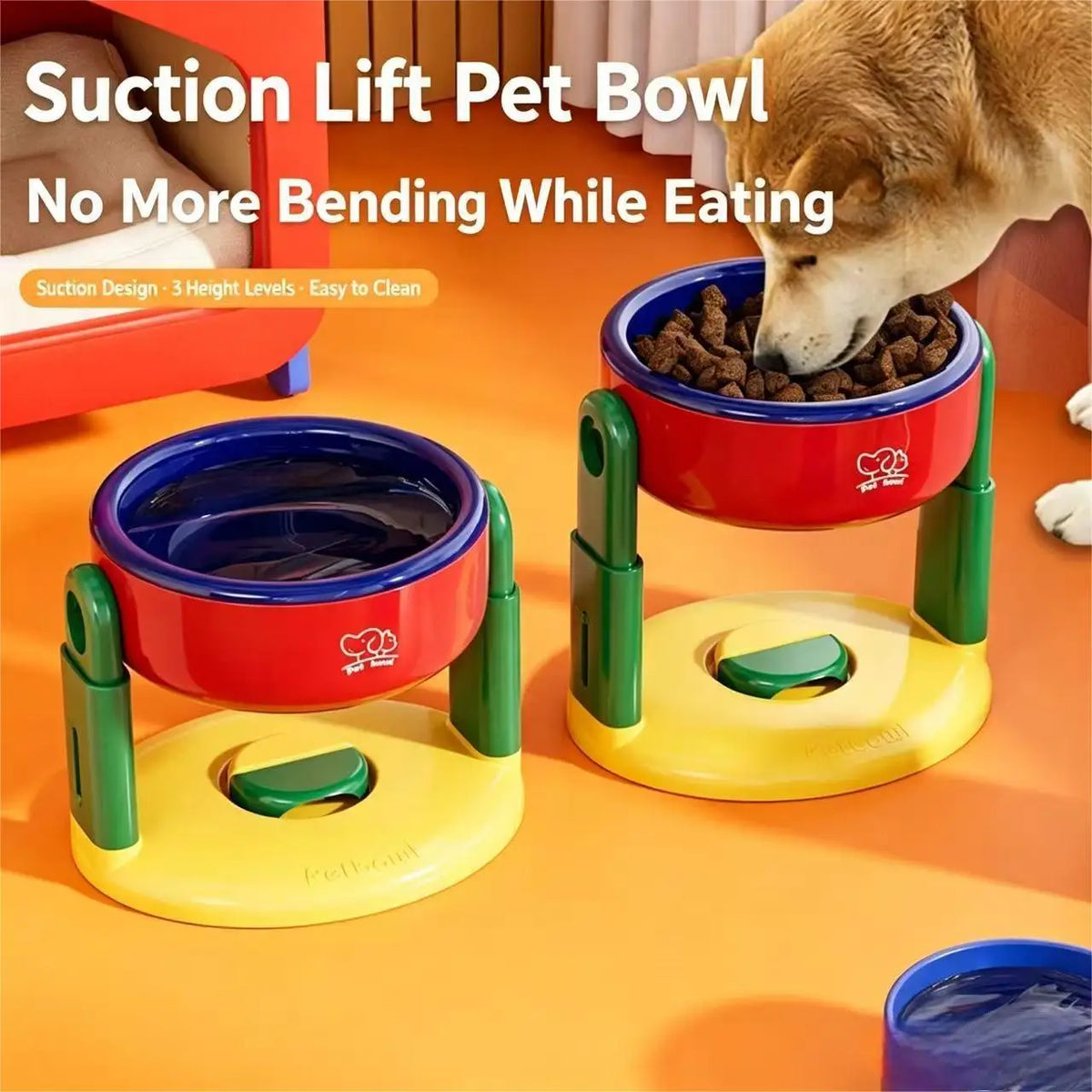 Elevated Dog Bowl Stand, Adjustable Raised Plastic Feeder with Suction Base and Anti-Tip Design for Dogs and Cats - product view 3