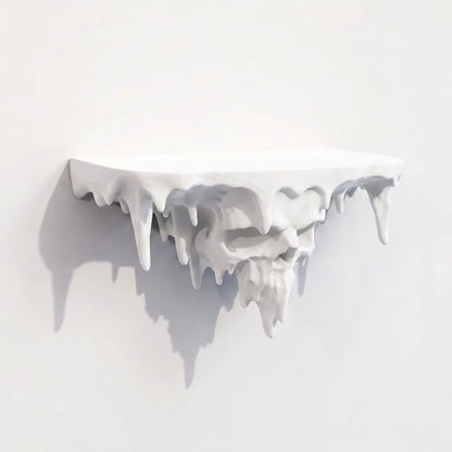 Skull Drip Floating Shelf, Irregular Melting Design, 17 x 8.5 x 8 cm Metal-Frame Gothic Wall Décor in 3 Colors - product view 1