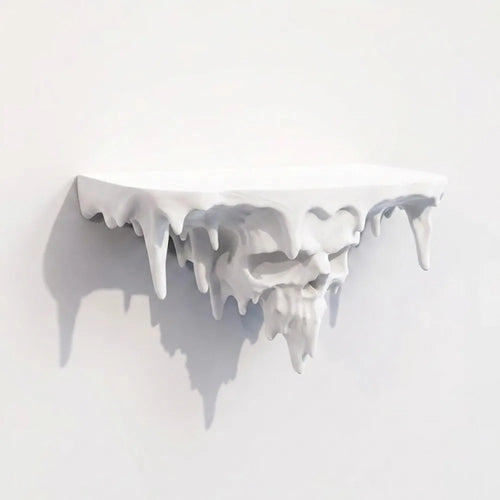 Skull Drip Floating Shelf, Irregular Melting Design, 17 x 8.5 x 8 cm Metal-Frame Gothic Wall Décor in 3 Colors - product view 1