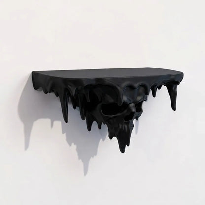 Skull Drip Floating Shelf, Irregular Melting Design, 17 x 8.5 x 8 cm Metal-Frame Gothic Wall Décor in 3 Colors - product view 2