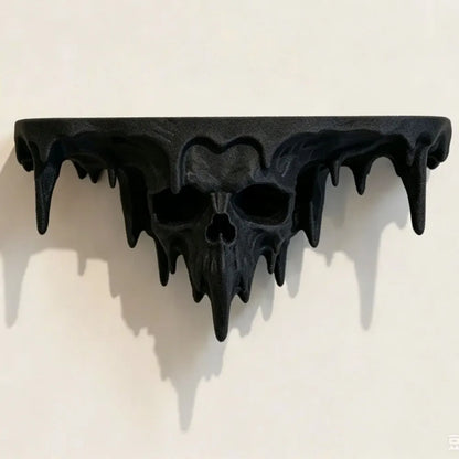 Skull Drip Floating Shelf, Irregular Melting Design, 17 x 8.5 x 8 cm Metal-Frame Gothic Wall Décor in 3 Colors - product view 6