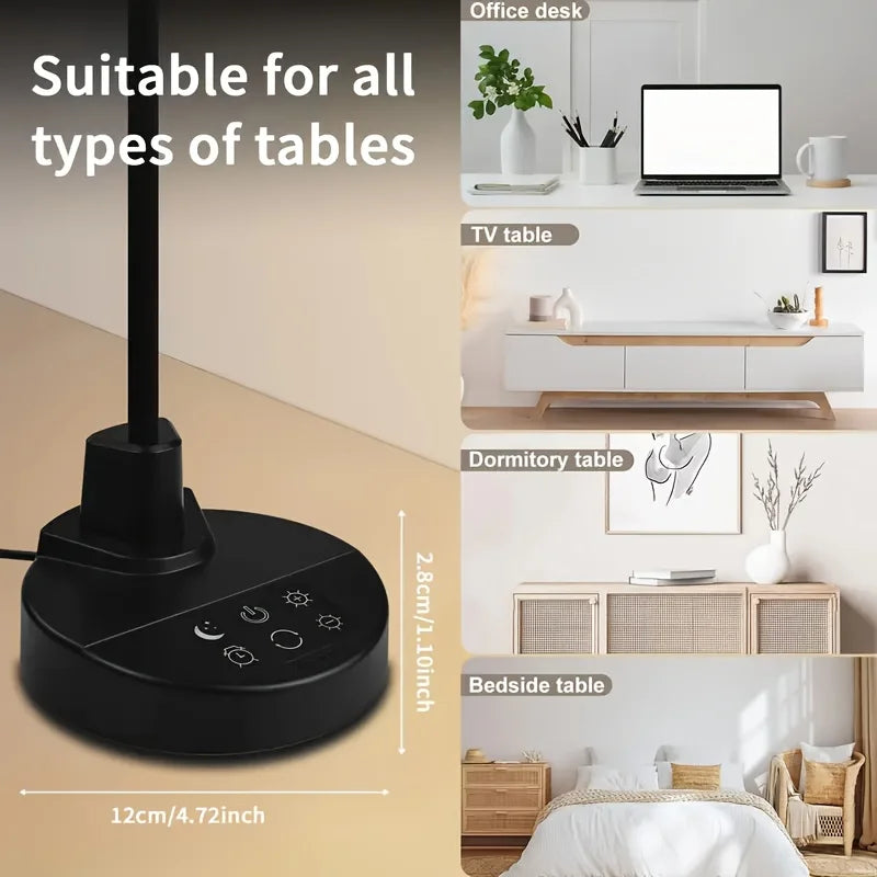 Rechargeable LED Desk Lamp, Adjustable Gooseneck, 3 Color Temperatures, Dimmable Reading Light with USB Ports - product view 5