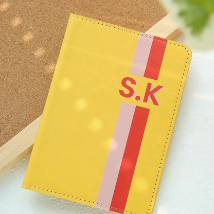 Classic Stripe Passport Holder, Personalized Initial Travel Accessory in Brown, Hot Pink, Yellow, Green, White or Red - product view 3
