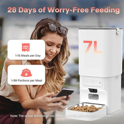 7L Smart Automatic Pet Feeder, 1080P HD Camera, Tuya App Control, Dual Stainless Bowls, Two-Way Audio - product view 3