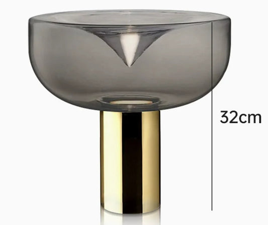 Ribbed Glass Table Lamp, AC 220 V, Bulb Included, Decorative Bedside Light with Gold, Black or Chrome Hardware - product view 1