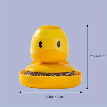 Duck Soap Dispensing Dish Brush, Handheld Kitchen Scrubber With Holder and Drip Tray, Yellow or Blue - product view 5