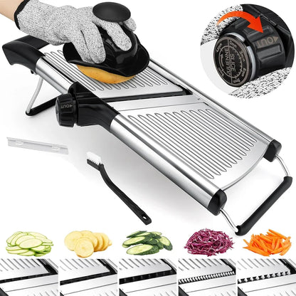 Adjustable Mandoline Slicer, Stainless Steel Vegetable Chopper for Potato, Onion and Cucumber, Compact Black Kitchen Tool - product view 2
