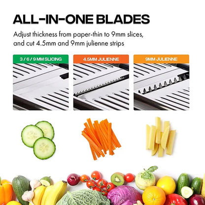 Adjustable Mandoline Slicer, Stainless Steel Vegetable Chopper for Potato, Onion and Cucumber, Compact Black Kitchen Tool - product view 4