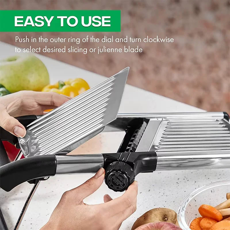 Adjustable Mandoline Slicer, Stainless Steel Vegetable Chopper for Potato, Onion and Cucumber, Compact Black Kitchen Tool - product view 6