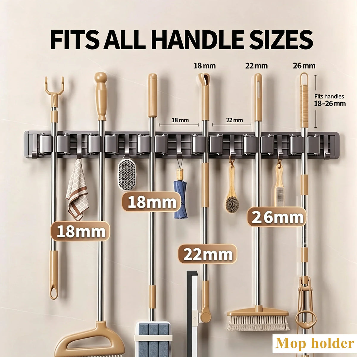 Wall Mounted Mop and Broom Holder, broom wall holder product view 3