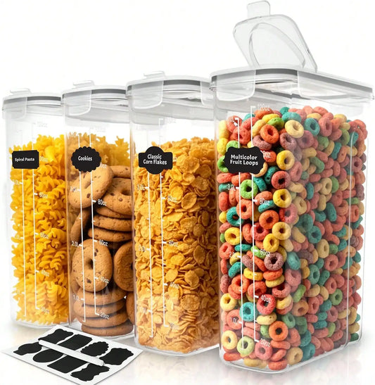 Airtight Glass Food Storage Containers, 4-Piece Canister Set with Lids for Cereal, Flour and Sugar Pantry Organization - product view 1