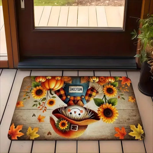 Floral Jacquard Door Mat, Woven Polyester Entryway Rug with Anti-Slip, Fade-Resistant Finish, 4 Sizes for Home Use - product view 1