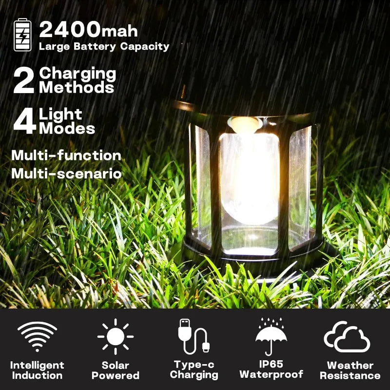 Solar Motion Sensor Hanging Lantern, 5V Halogen Light, ABS Body, Self-Contained Outdoor Emergency Garden Decor - product view 1