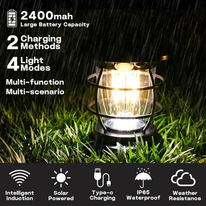 Solar Motion Sensor Hanging Lantern, 5V Halogen Light, ABS Body, Self-Contained Outdoor Emergency Garden Decor - product view 2