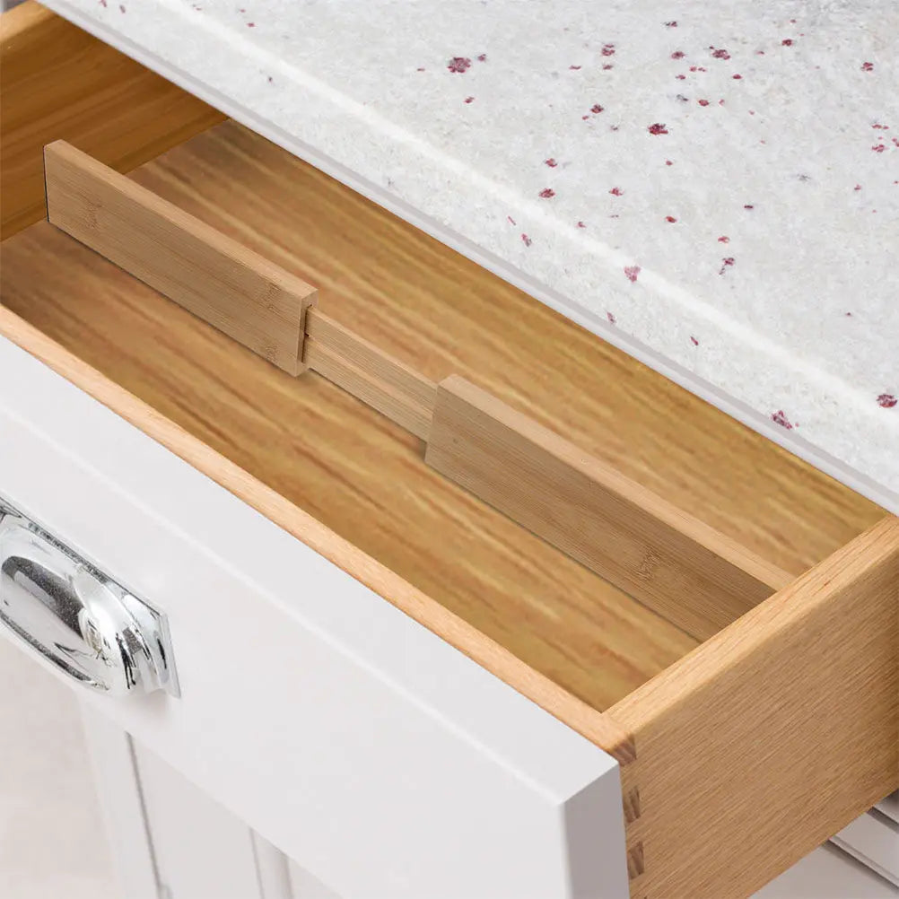 Bamboo Drawer Dividers, 2-Piece Adjustable Expandable Organizers for Kitchen Utensils, Cutlery, Spoons and Forks - product view 2