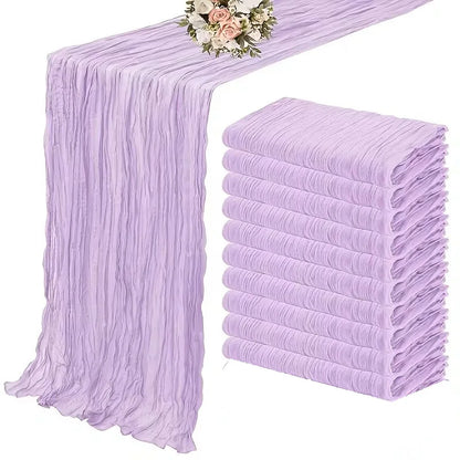 10-Piece Gauze Cheesecloth Table Runner Set, 21 × 120 Inch Polyester Wedding and Party Table Decor - product view 1