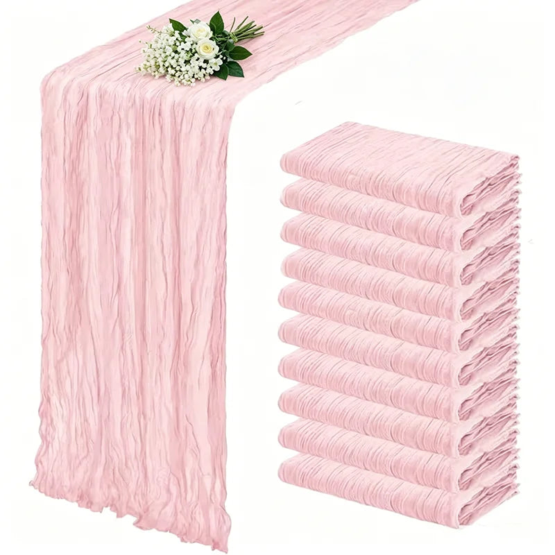 10-Piece Gauze Cheesecloth Table Runner Set, 21 × 120 Inch Polyester Wedding and Party Table Decor - product view 2