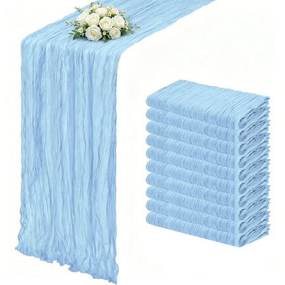 10-Piece Gauze Cheesecloth Table Runner Set, 21 × 120 Inch Polyester Wedding and Party Table Decor - product view 3