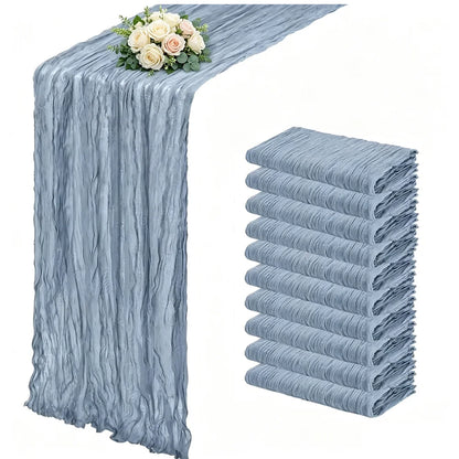 10-Piece Gauze Cheesecloth Table Runner Set, 21 × 120 Inch Polyester Wedding and Party Table Decor - product view 4