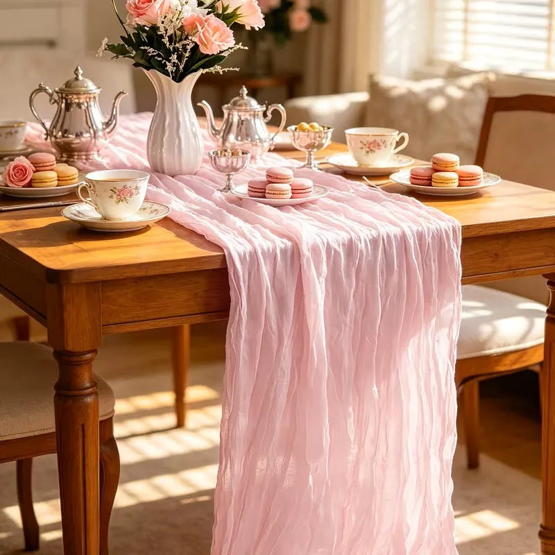 10-Piece Gauze Cheesecloth Table Runner Set, 21 × 120 Inch Polyester Wedding and Party Table Decor - product view 6