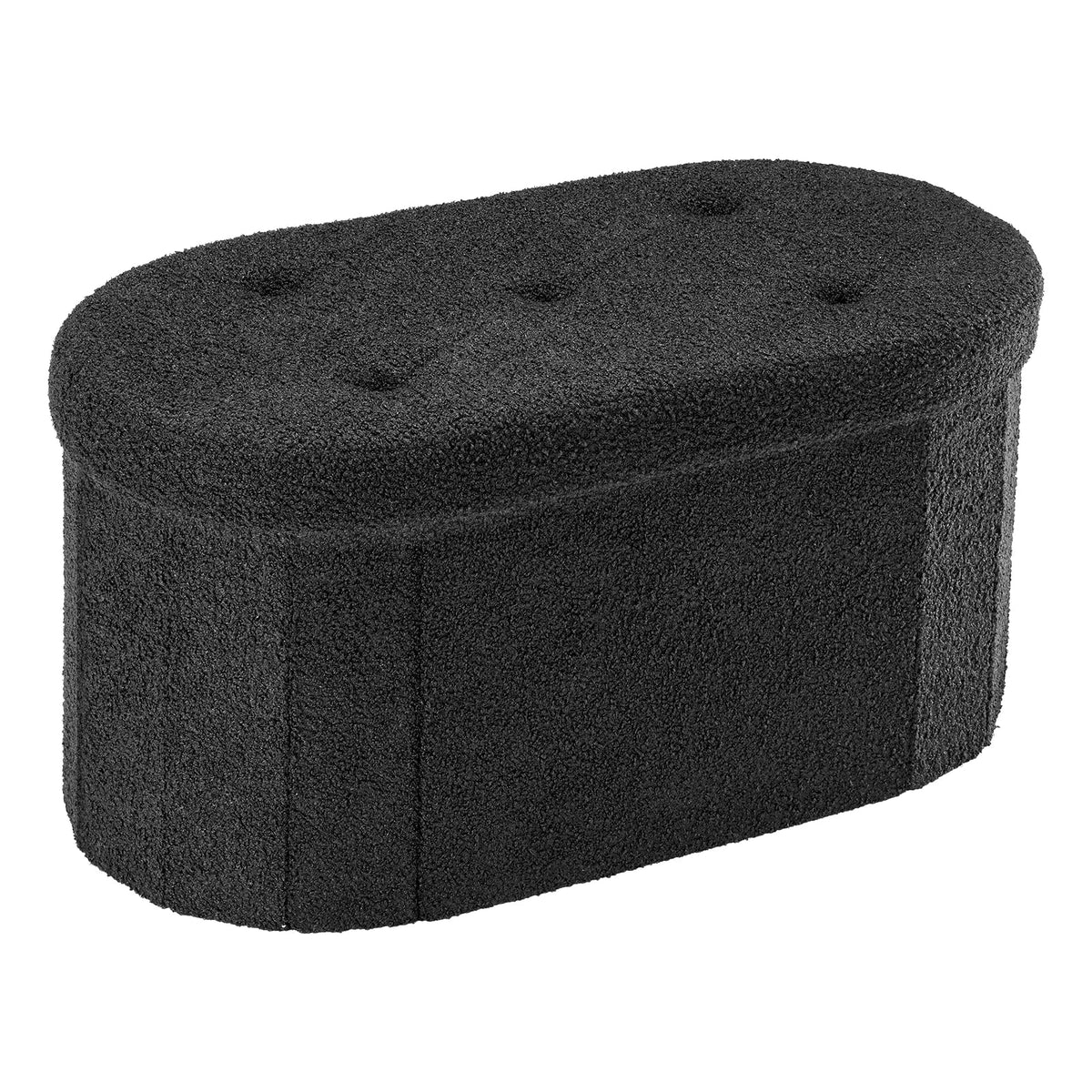 Faux Fur Storage Ottoman Footrest, Oval Folding Stool with Removable Dividers, 30 or 43 Inch Options in Black or White - product view 1