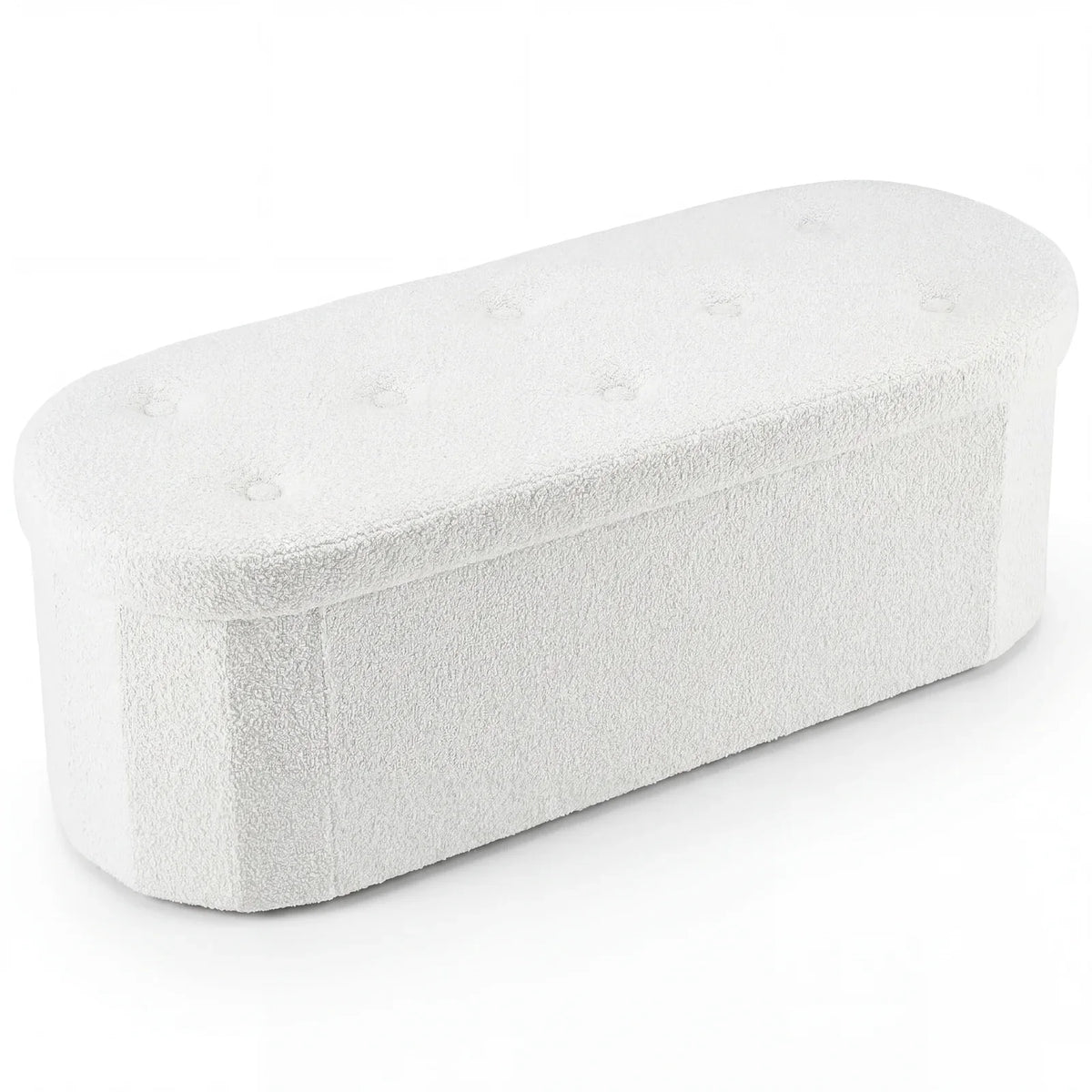 Faux Fur Storage Ottoman Footrest, Oval Folding Stool with Removable Dividers, 30 or 43 Inch Options in Black or White - product view 3