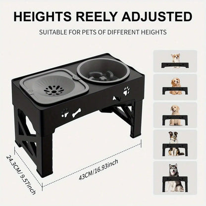 Adjustable Raised Dog Bowl Stand, 5-Height Foldable Elevated Feeder with Anti-Slip Feet for Dogs and Cats - product view 1