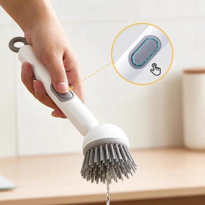 Rotatable Soap Dispensing Dish Brush, Plastic Kitchen Scrubber with Replaceable Heads for Grease and Pot Cleaning - product view 4