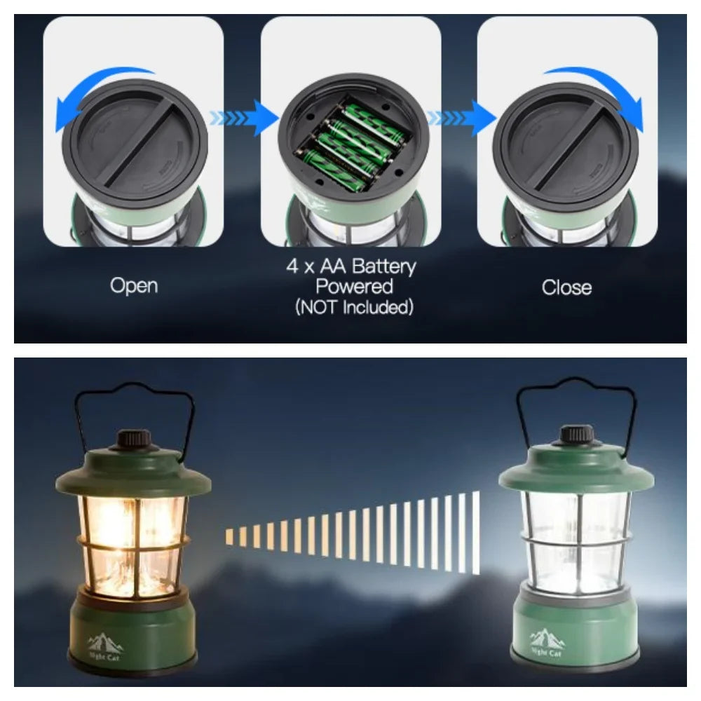 Portable LED Camping Lantern, Warm and Cool White Dual-Mode Light, 360° Illumination, 4-AA Battery Powered - product view 3
