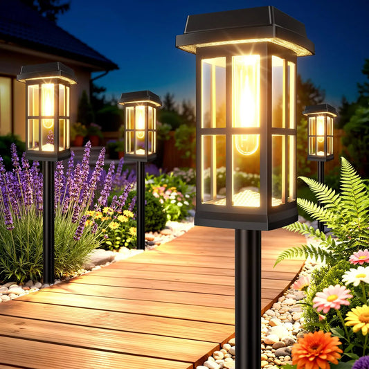 Solar Pathway Lights, Warm White LED Landscape Lamps with IP65 Waterproof Design, 4 or 8 Pack for Garden Walkways - product view 1