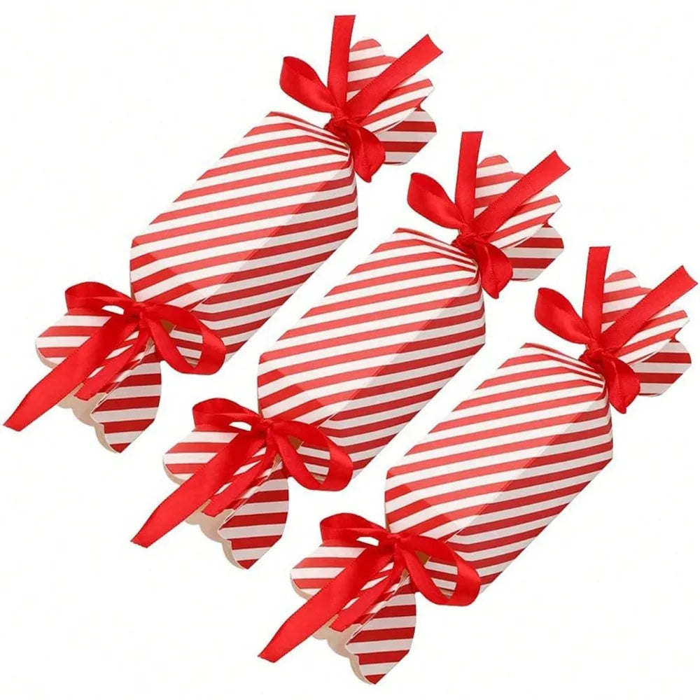 Christmas Candy Gift Boxes, Red Paper Treat Packaging with Ribbon, 20- or 50-Piece Sets, 18.5cm for Cookies and Parties - product view 4
