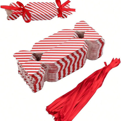 Christmas Candy Gift Boxes, Red Paper Treat Packaging with Ribbon, 20- or 50-Piece Sets, 18.5cm for Cookies and Parties - product view 5