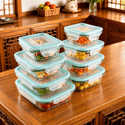 Glass Food Storage Containers, 16-Piece Set with Locking Lids, Leakproof Meal Prep Boxes, Microwave and Oven Safe, Mint Green - product view 1