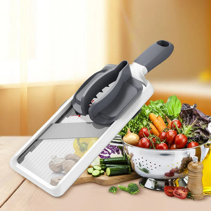 Adjustable Mandoline Slicer, 1 mm, 2 mm and 3 mm Thickness Settings, Protective Food Holder, Plastic Kitchen Tool - product view 3