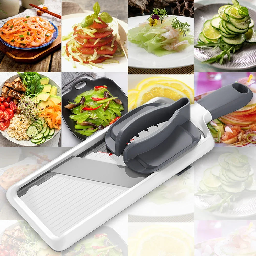 Adjustable Mandoline Slicer, 1 mm, 2 mm and 3 mm Thickness Settings, Protective Food Holder, Plastic Kitchen Tool - product view 4