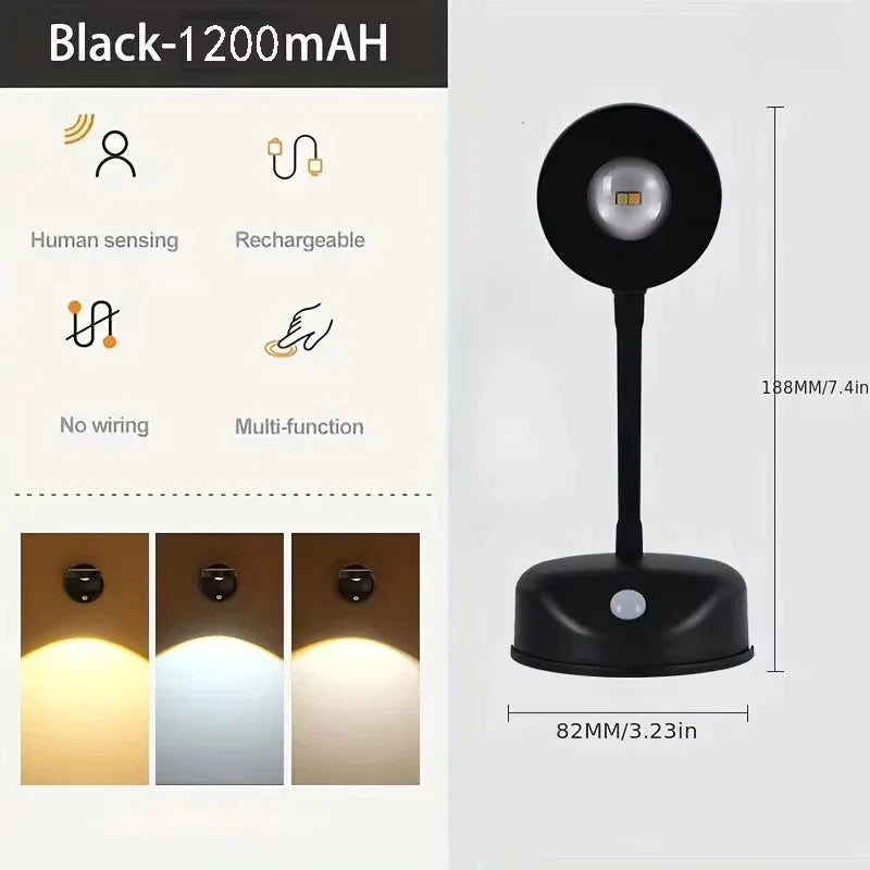 Rechargeable Picture Light, RGB LED Spotlight with Human Sensor, Remote Control, Dimming and 1200mAh Battery - product view 1