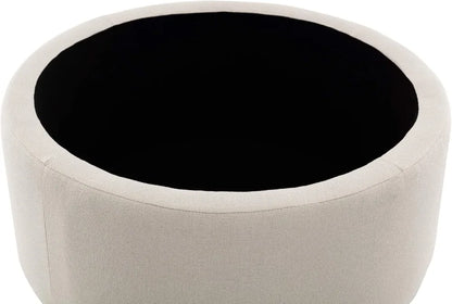 28-Inch Round Storage Ottoman Footstool with Lift-Off Lid, Textured Woven Fabric, Button Tufting and Metal Frame - product view 5