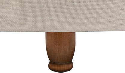 28-Inch Round Storage Ottoman Footstool with Lift-Off Lid, Textured Woven Fabric, Button Tufting and Metal Frame - product view 6