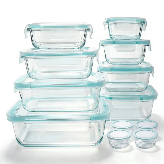 Glass Food Storage Container Set, 24-Piece Clear Glass with Airtight Snap Lids, Leakproof Meal Prep and Pantry Boxes - product view 1
