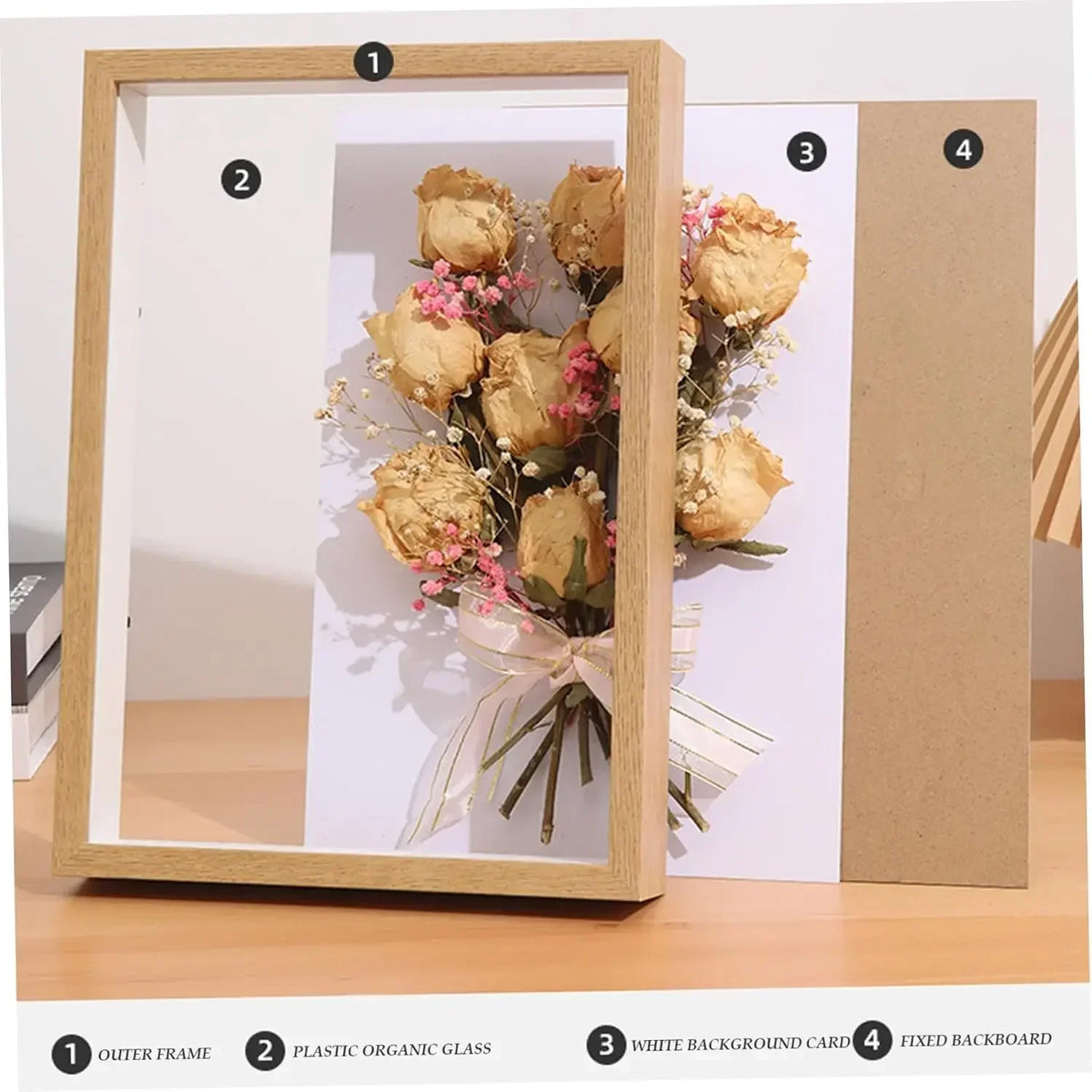 Shadow Box Frame, 3D Hollow Small Display Frame, Dustproof and Moistureproof for Dried Flowers and Pictures - product view 4