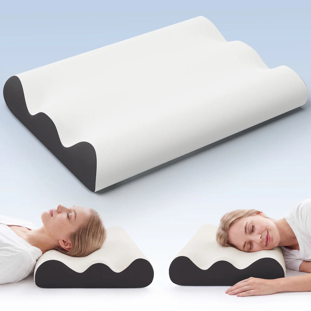Memory Support Neck Pillow, Ergonomic Butterfly Shape, Two Heights, Breathable Removable Cover for Sleep and Travel - product view 1