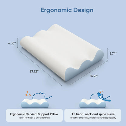 Memory Support Neck Pillow, Ergonomic Butterfly Shape, Two Heights, Breathable Removable Cover for Sleep and Travel - product view 2