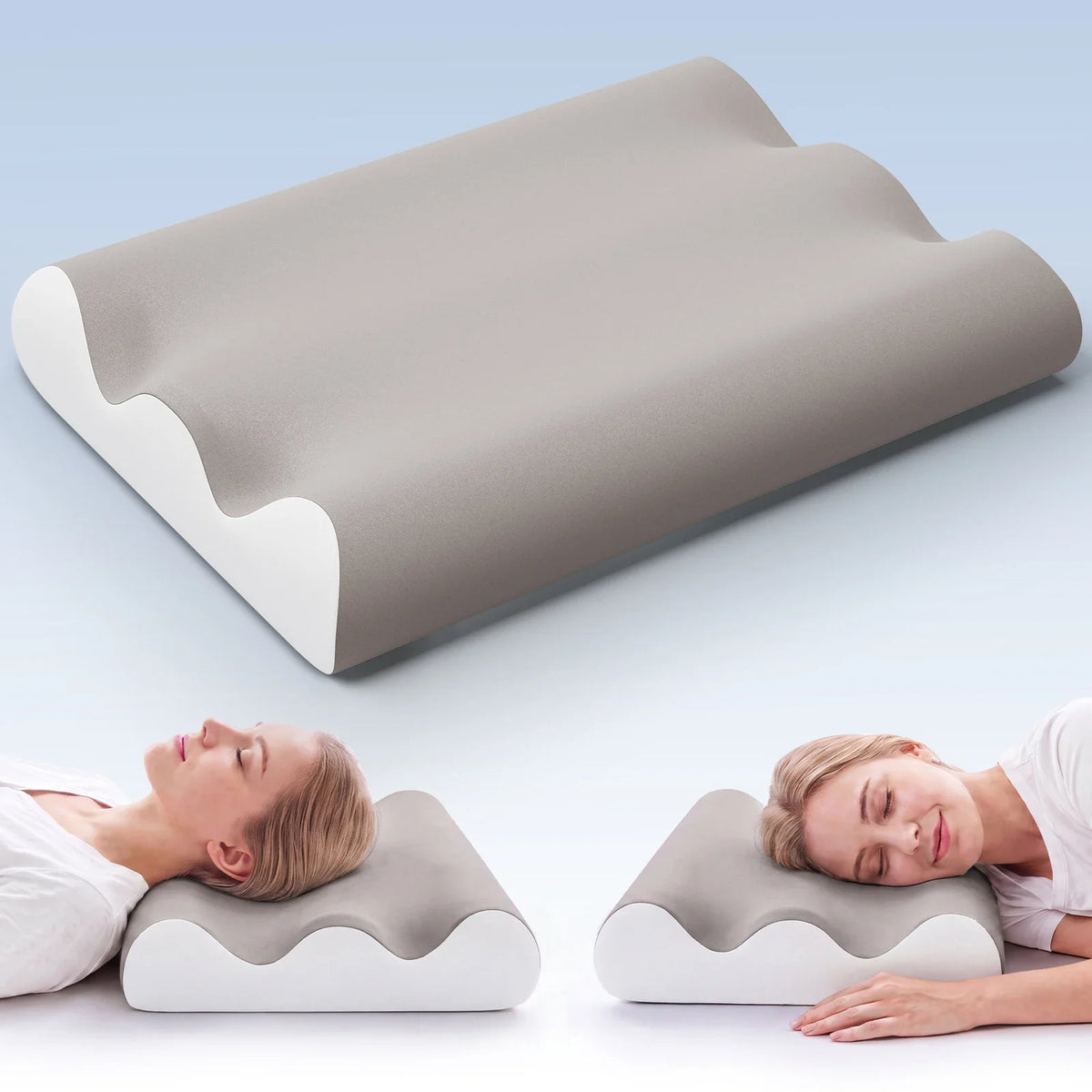 Memory Support Neck Pillow, Ergonomic Butterfly Shape, Two Heights, Breathable Removable Cover for Sleep and Travel - product view 3