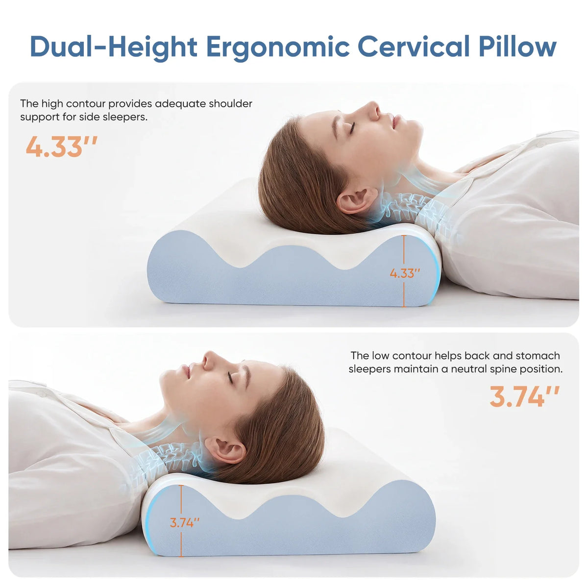 Memory Support Neck Pillow, Ergonomic Butterfly Shape, Two Heights, Breathable Removable Cover for Sleep and Travel - product view 6