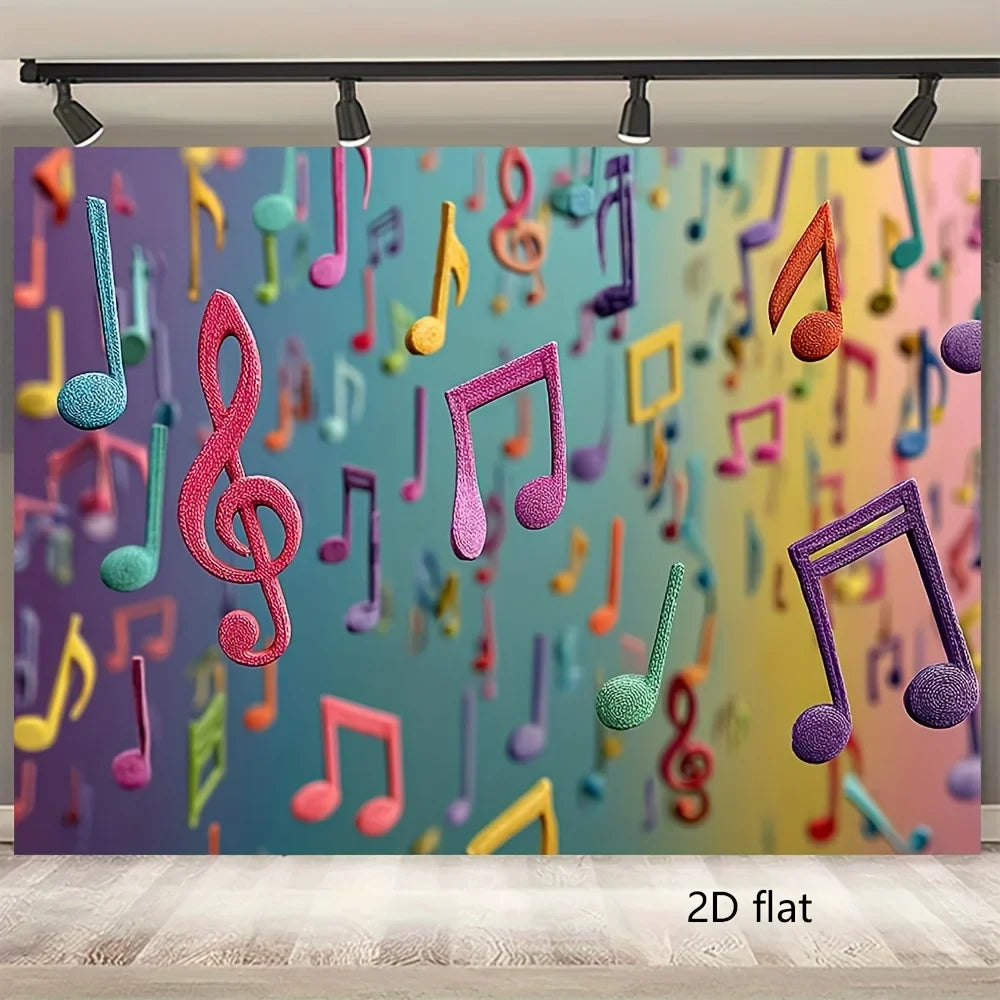 Music Notes Tapestry, 100% Polyester Pop Art Wall Hanging with HD Heat-Transfer Print, Washable, Multiple Sizes for Home Décor - product view 1
