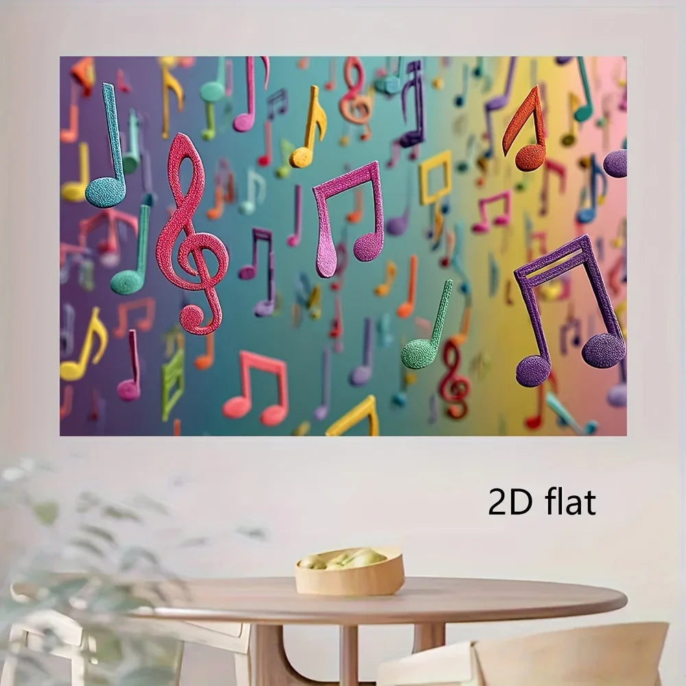 Music Notes Tapestry, 100% Polyester Pop Art Wall Hanging with HD Heat-Transfer Print, Washable, Multiple Sizes for Home Décor - product view 4