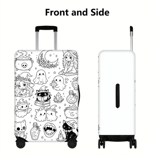 Halloween Doodle Suitcase Cover, Elastic Dust-Resistant Luggage Protector for 18–32 Inch Suitcases, Four Sizes - product view 1